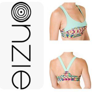 NWT ONZIE Printed Sweatheart Sports Bra Top Hot Yoga Run Gym Sup Swim Bubblegum